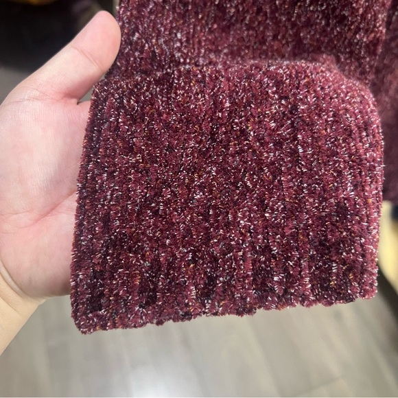 PENNINGTONS Women's Burgundy Sweater Shawl Neck Ribbed Pullover size Large Baggy - Picture 5 of 10